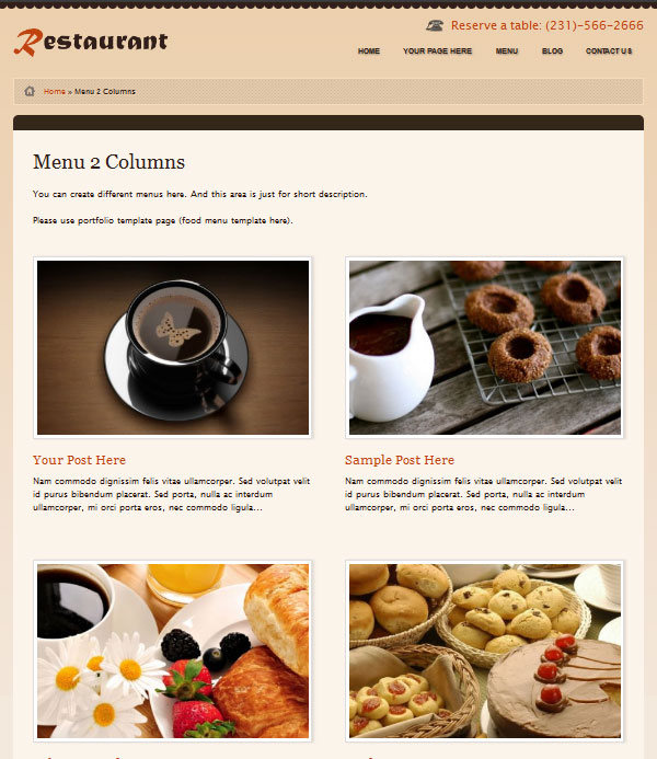 Restaurant wordpress theme for food, cafe, cooking